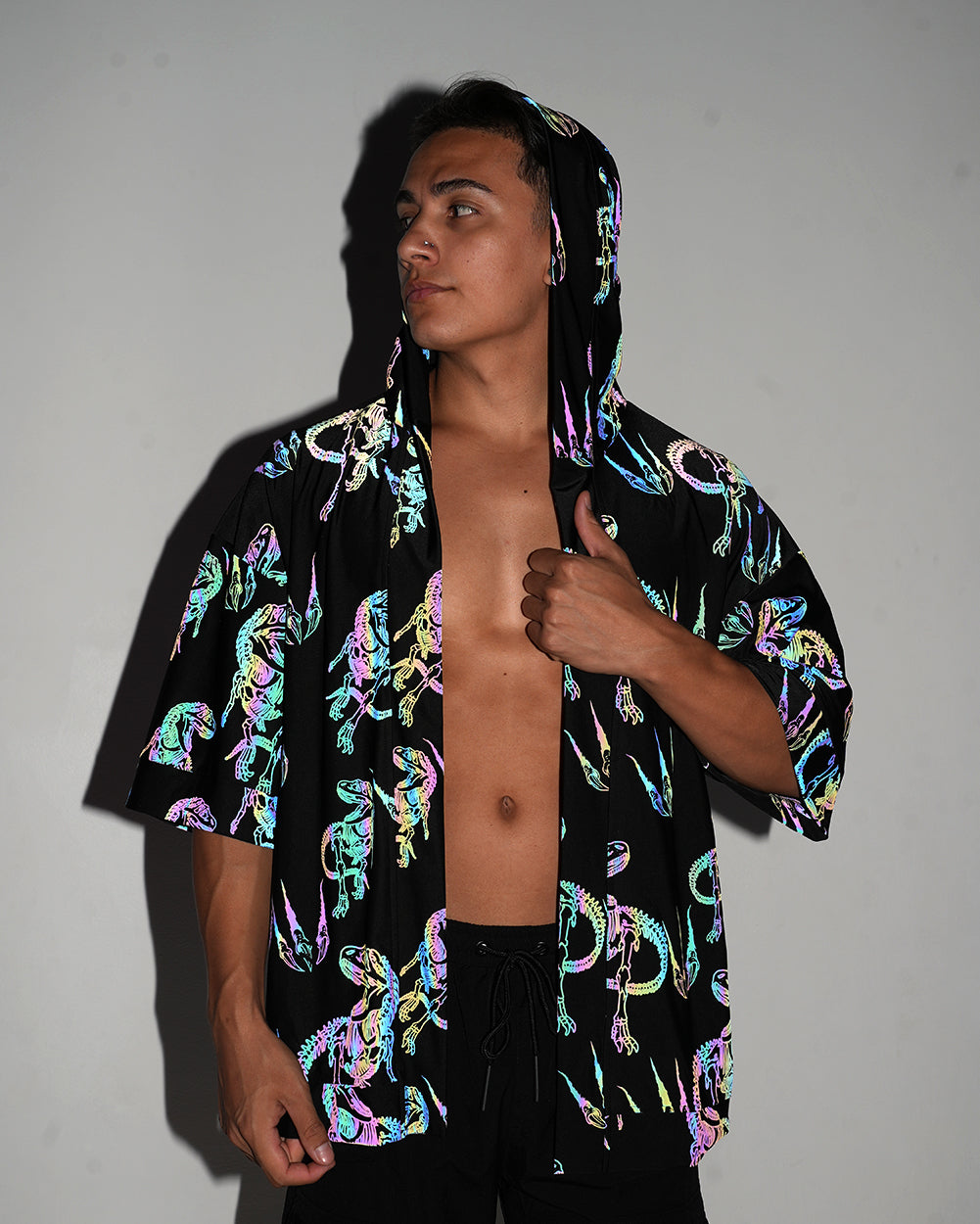 Raptor Rave Rainbow Reflective Robe-Black/Rainbow-Regular-Reflective Front--Raine---L