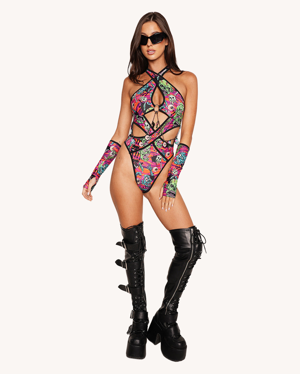 Rave With the Undead Bodysuit with Chains - Image 4