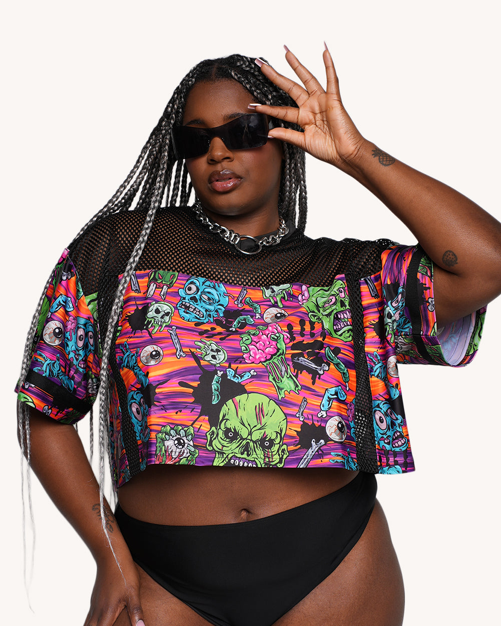 Rave With the Undead Cropped Football Jersey - Image 4