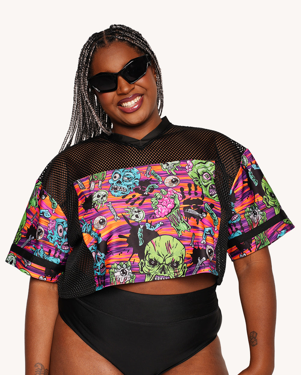 Rave With the Undead Cropped Football Jersey - Image 36035874750647