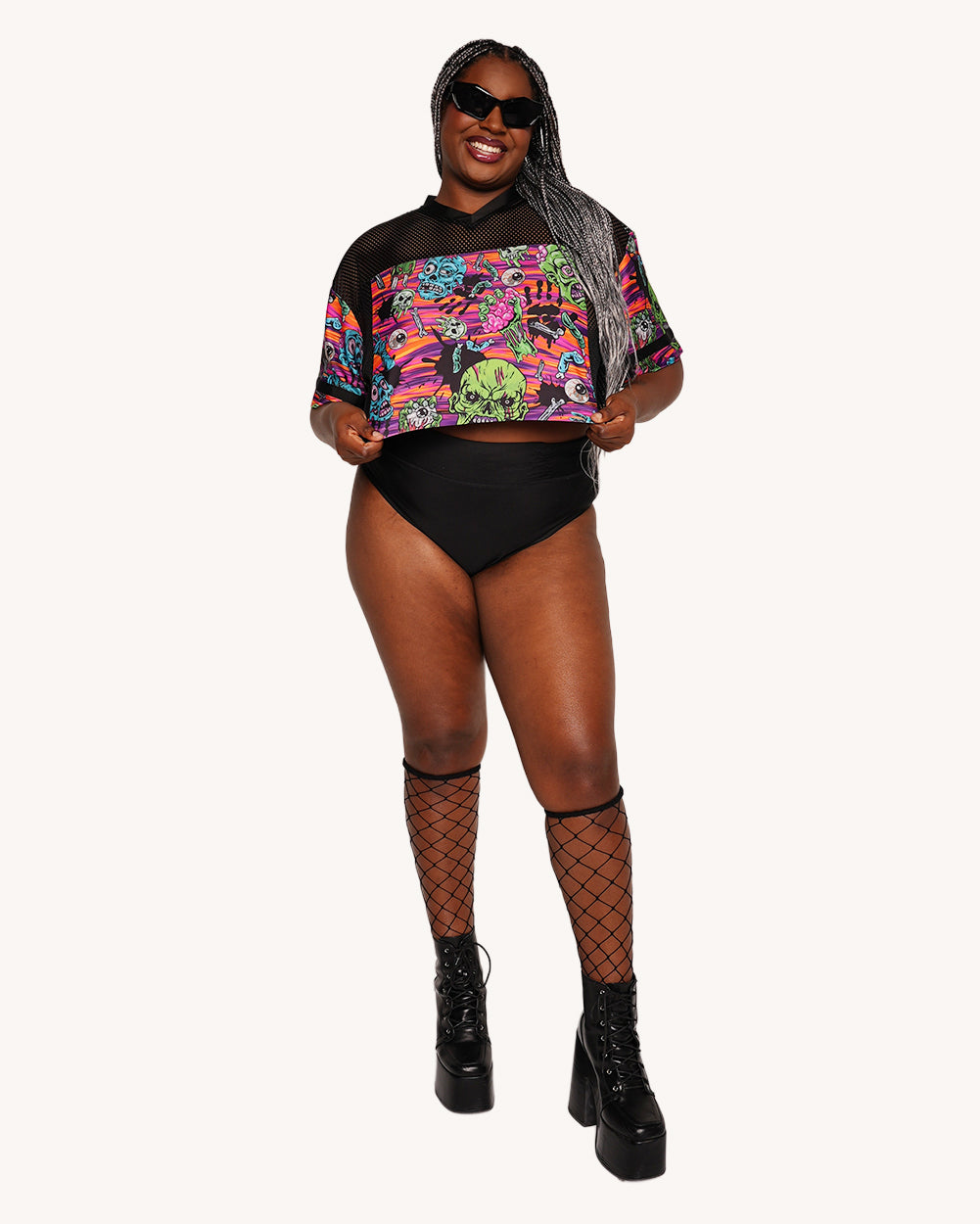 Rave With the Undead Cropped Football Jersey - Image 36035874685111