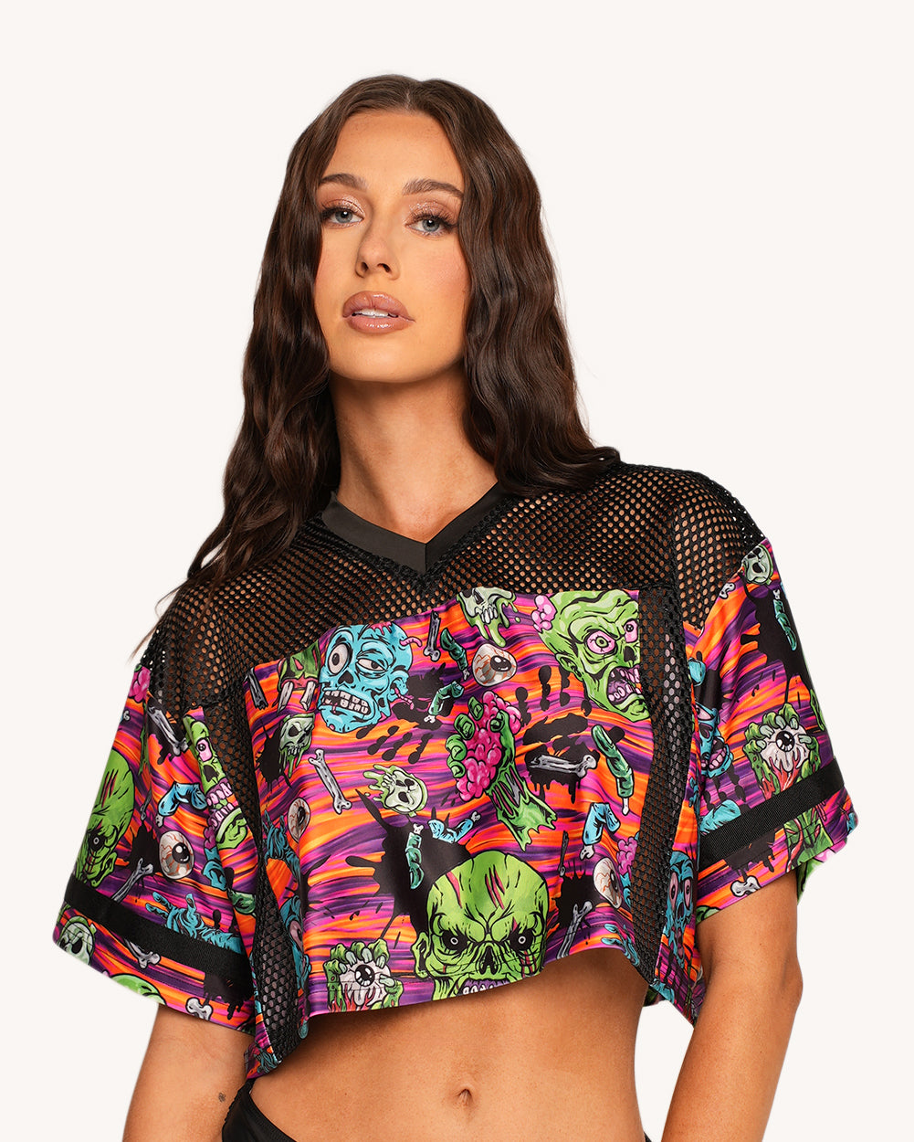Rave With the Undead Cropped Football Jersey - Image 1