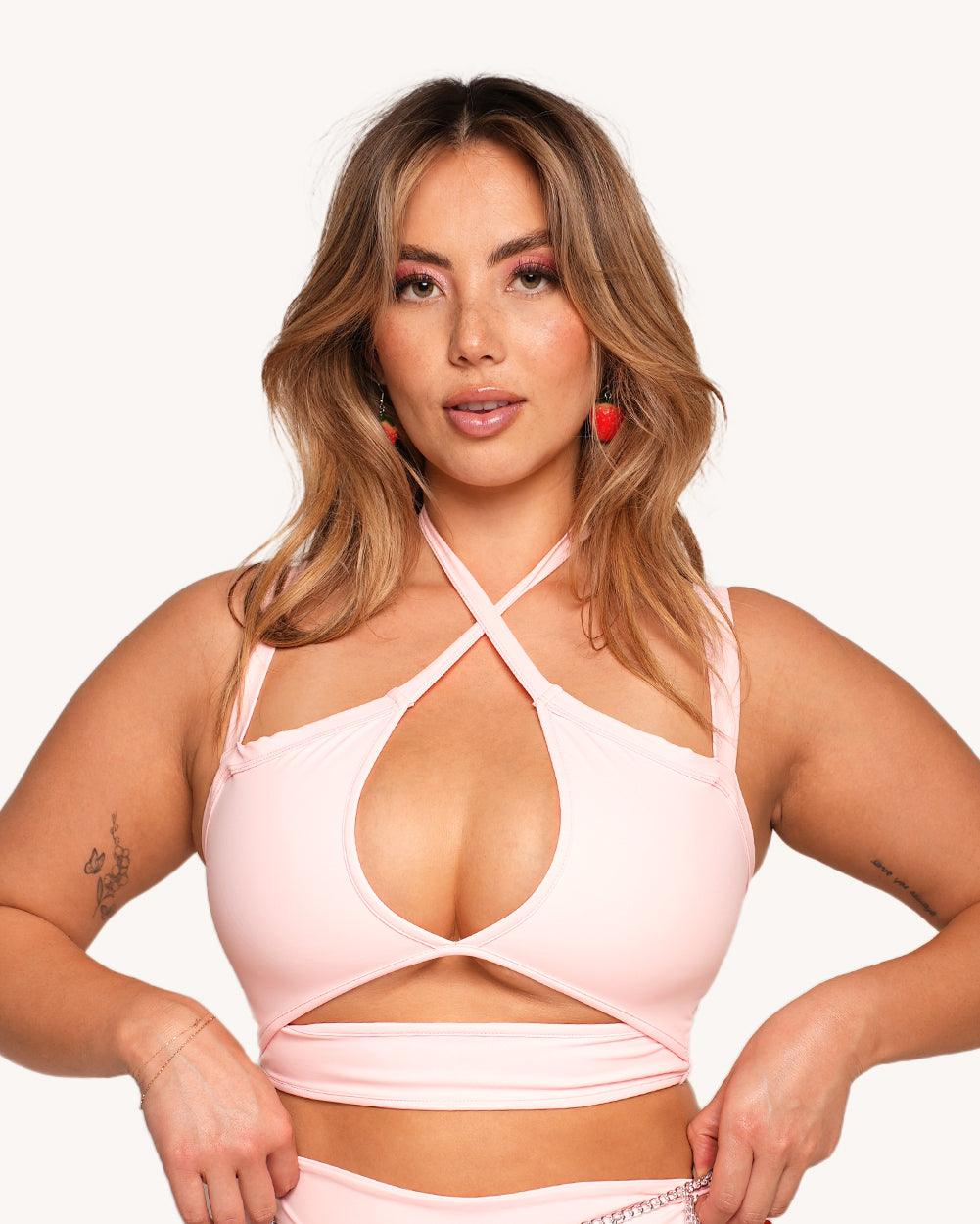 Rave & Repeat Halter Top - Baby Pink - Image 32442318586039