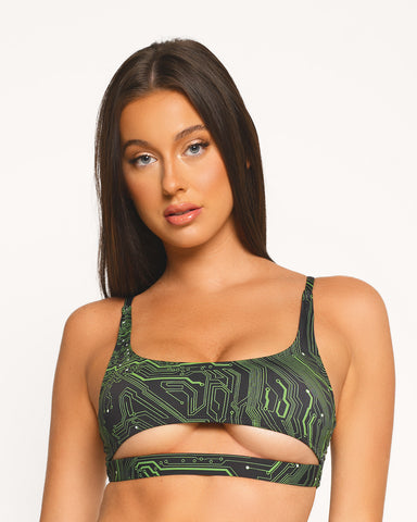 Recycled Fabric Cyber Matrix Underboob Top