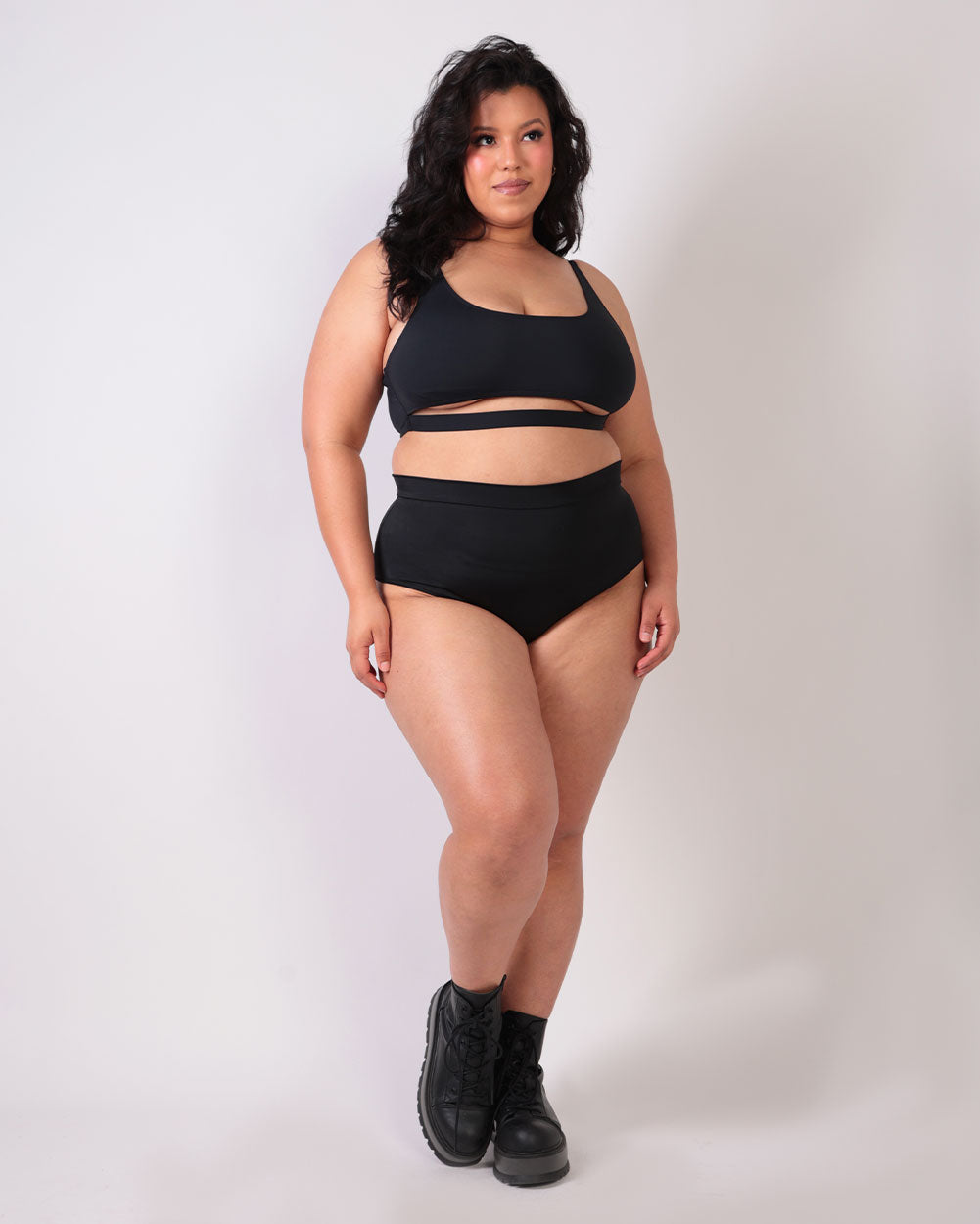 Recycled Fabric Malibu BB Cutout Crop Top-Curve1-Black-Full2--Silvia---1X