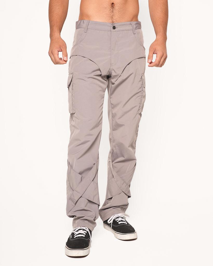 Risk-Taker Men's Cargo Pants-Grey-Regular-Front--Jacob---L