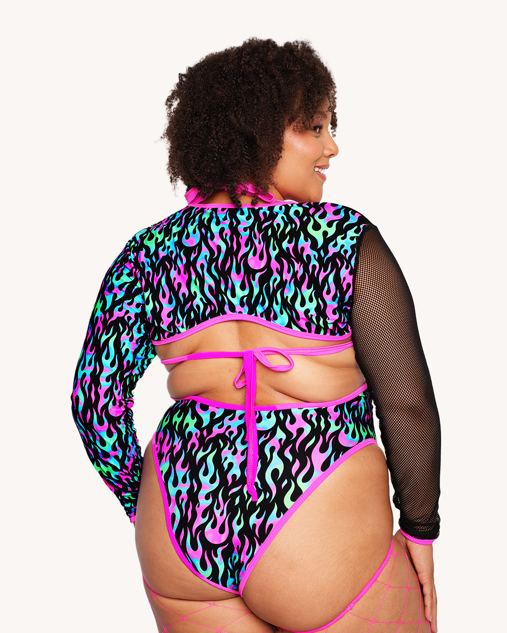 Rolita Couture x iHR Blacklight Blaze Fishnet Ultra Crop Top - Image 3