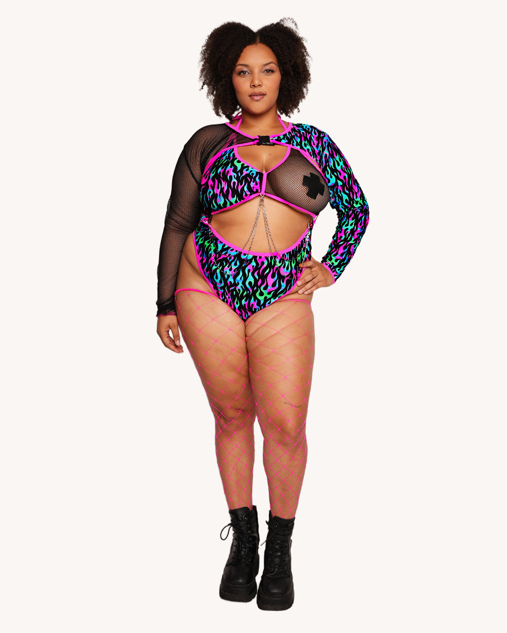 Rolita Couture x iHR Blacklight Blaze Fishnet Ultra Crop Top - Image 4