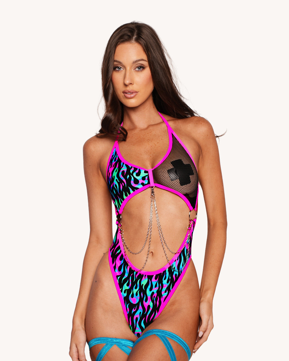 Rolita Couture x iHR Blacklight Blaze Halter Bodysuit - Image 37169018667191