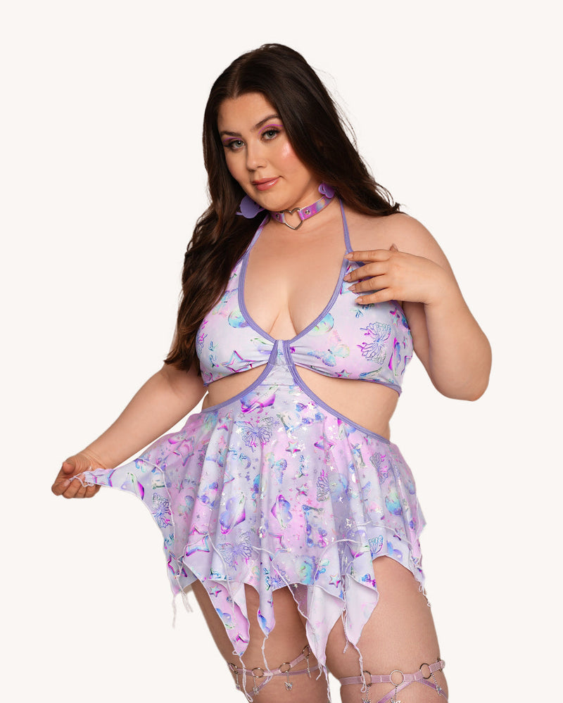 Rolita Couture x iHR Cosmic Chrome Pixie Baby Doll Dress - Image 34131186254007