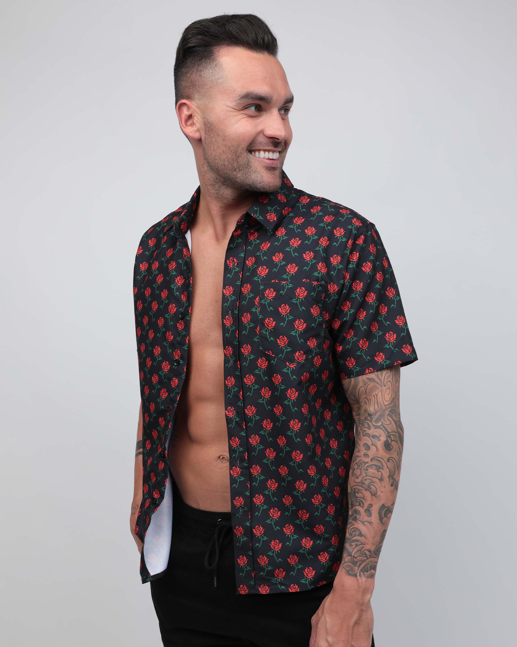 Roses Up My Sleeves Camp Shirt - Image 1