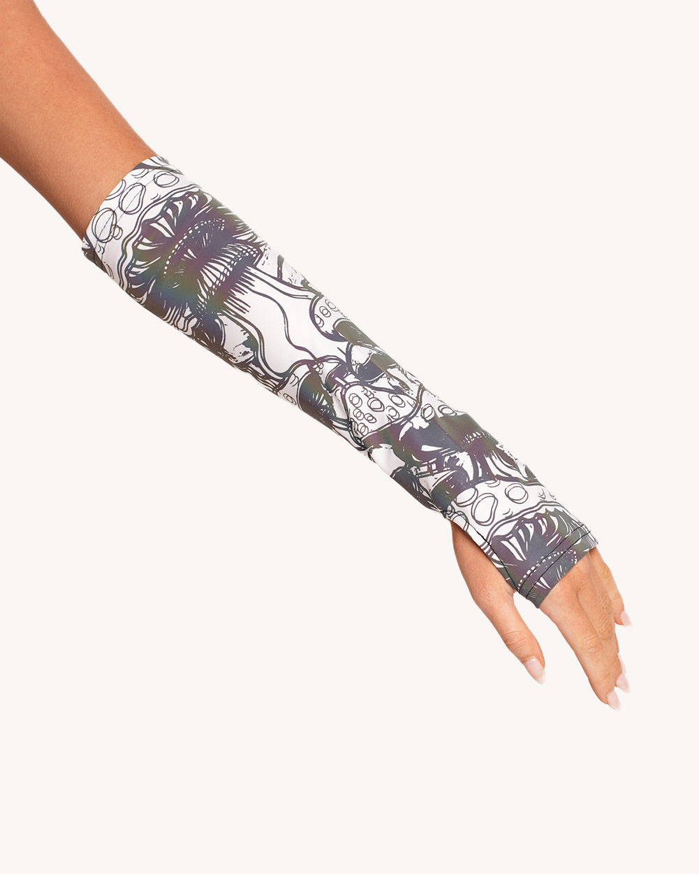 Secret of Life Mushroom White Reflective Bodysuit with Sleeves - Image 2