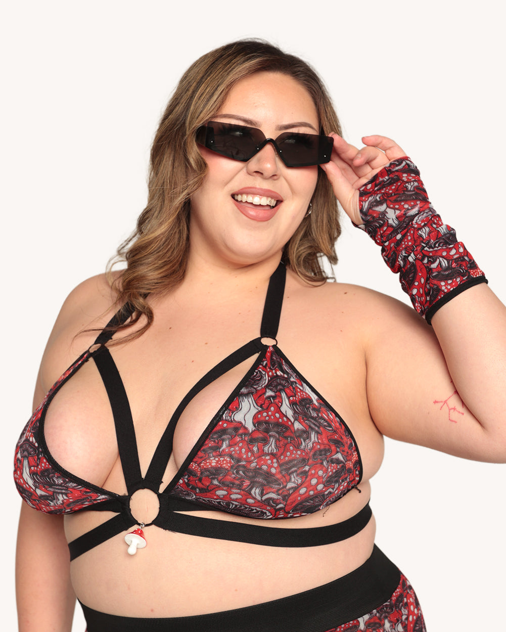 Secret of Life Mushroom Halter Top with Sleeves - Image 34781523738807