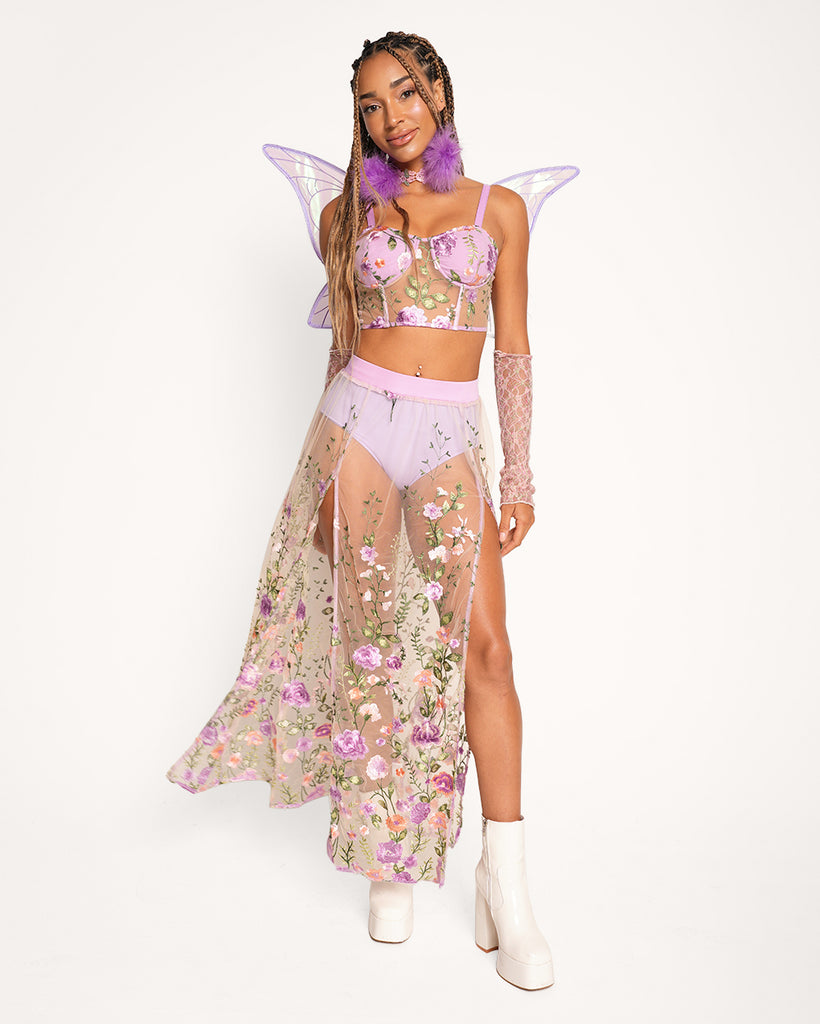 Secret Pathways Floral Maxi Skirt-Purple/White-Regular-Full--Courtney---S