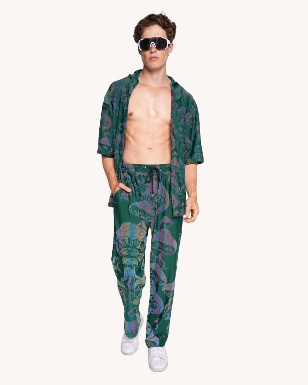 Secret of Life Mushroom Green Reflective Harem Pants - Image 35896557306039