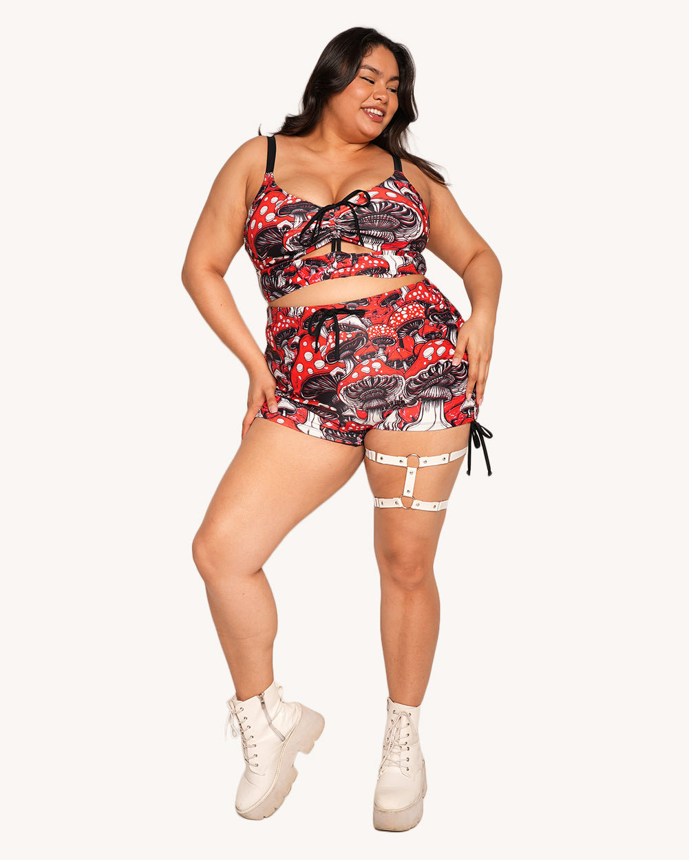 Secret of Life Mushroom Ruched Shorts - Image 2