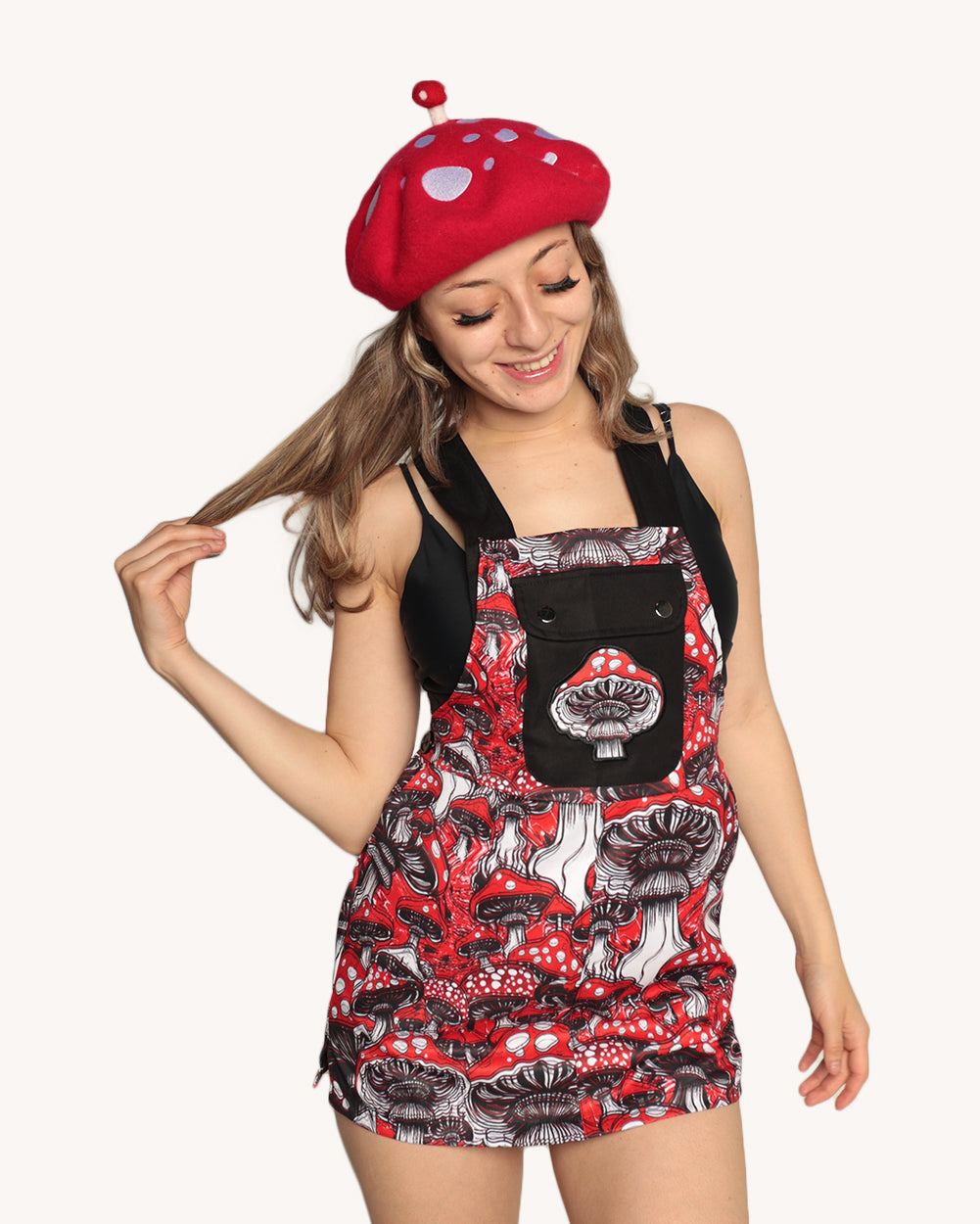 Secret of Life Mushroom Shroomie Overalls Mini Dress - Image 35908097769655