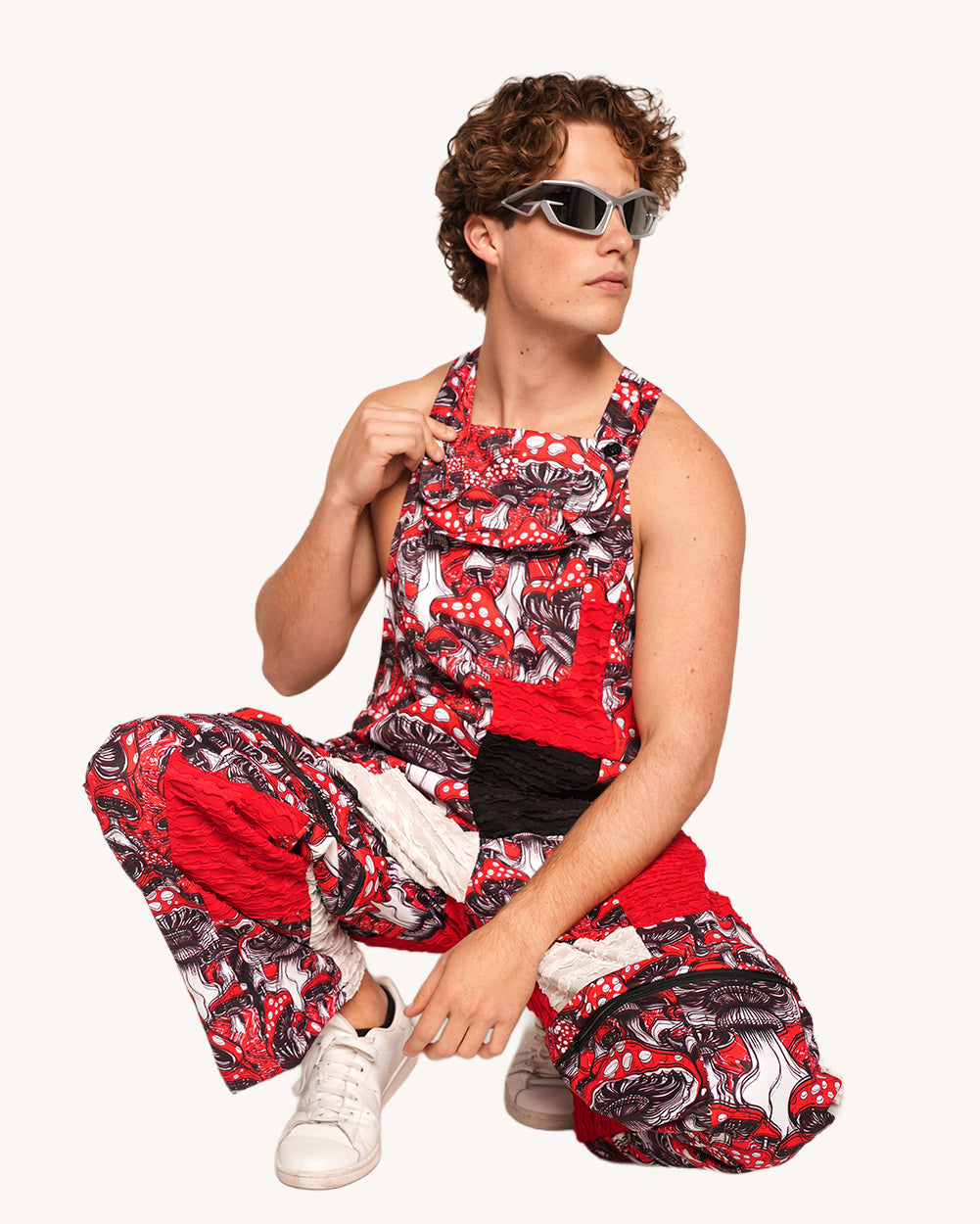 Secret of Life Mushroom Zipper Overalls-Men