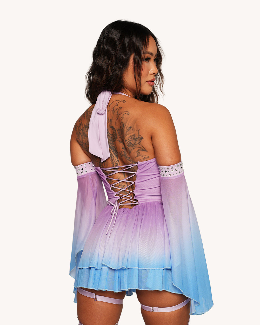 Seraphine Halter Dress with Sleeves - Image 38383802515639