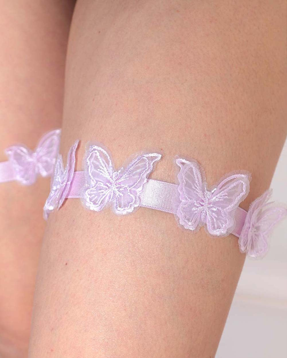 Set Me Free Pair Butterfly Leg Garters-Lavender-Regular-Detail--Model---S