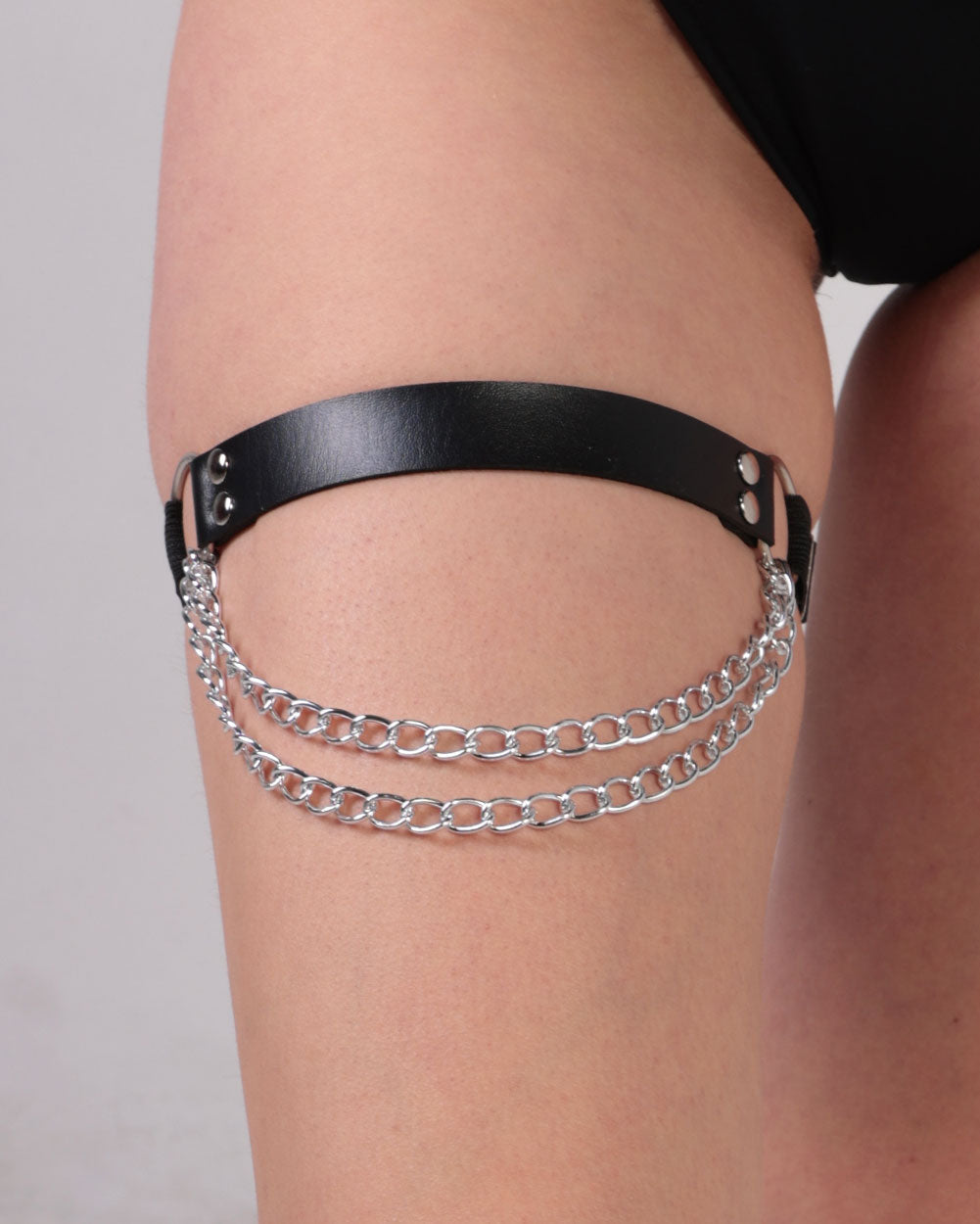 Silver Chain X-Quisite Leg Garter-Silver-Front