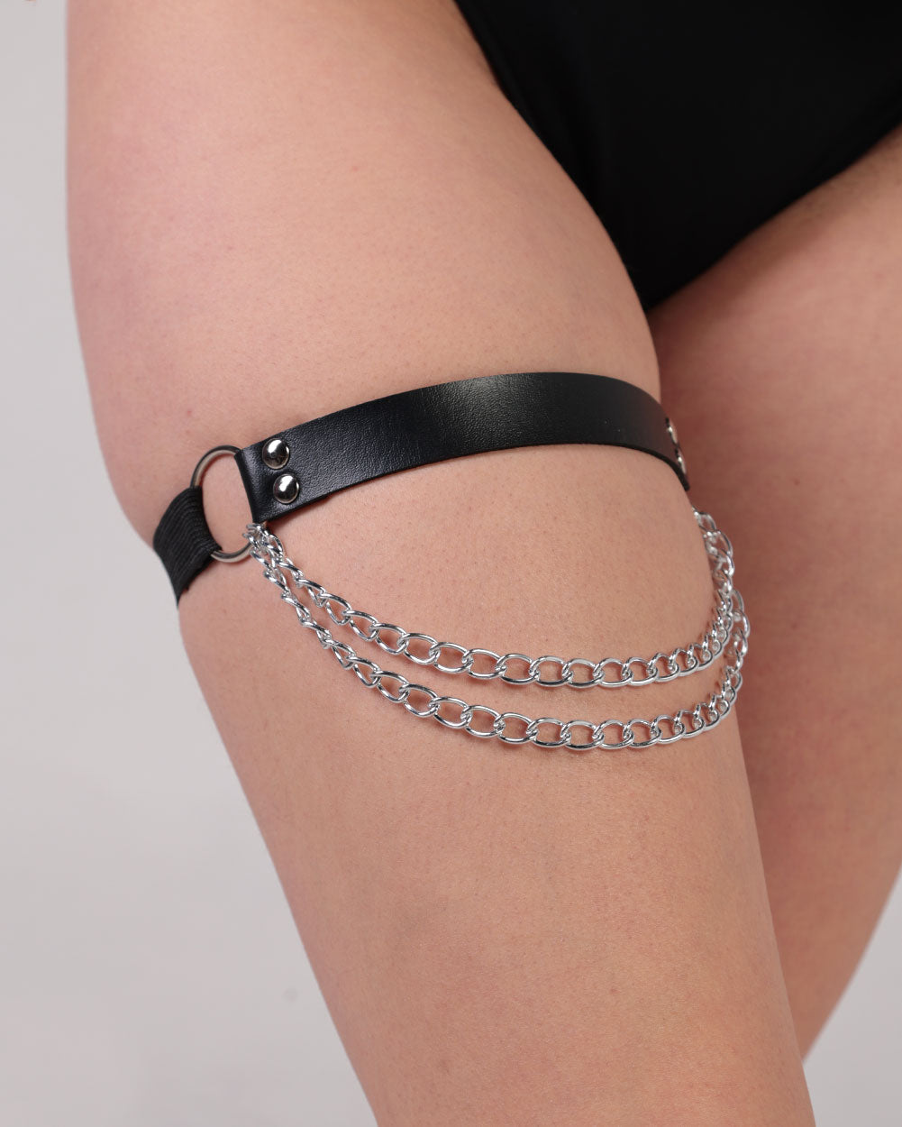 Silver Chain X-Quisite Leg Garter-Silver-Side