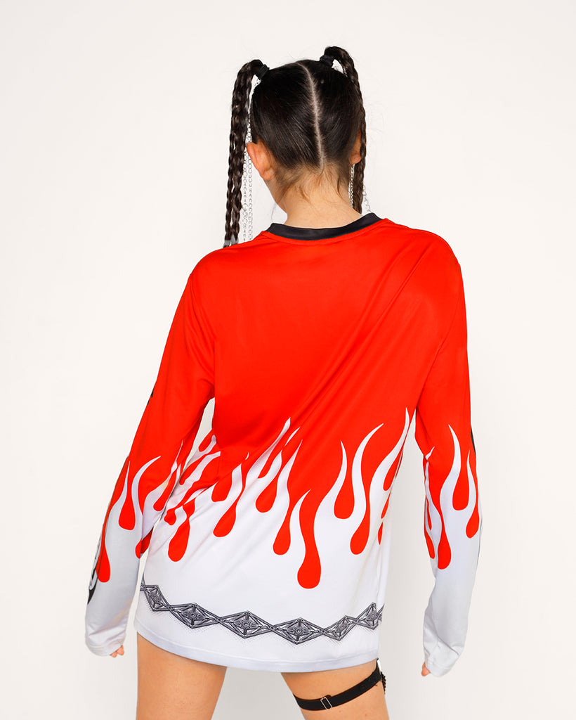 SLANDER x iHR Raging Inferno Unisex Longsleeve Jersey-Black/Red/White-Regular-Back--Bethany---S