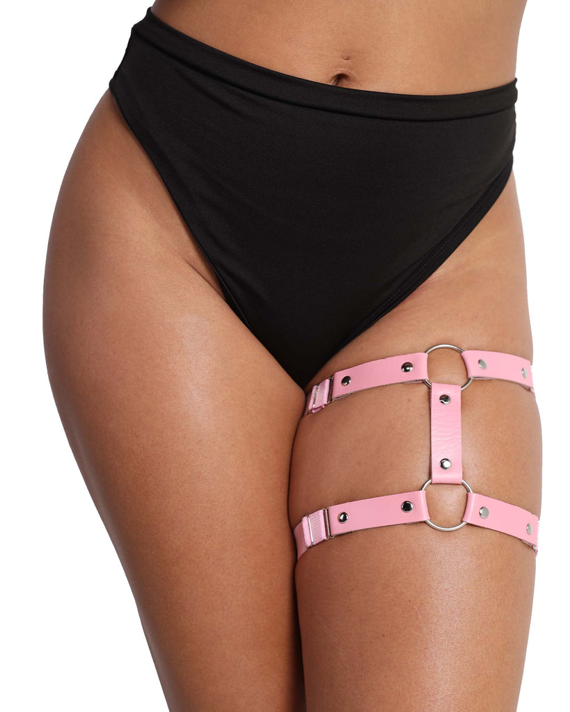 So Intense Single O-Ring Leg Garter-Pink-Front