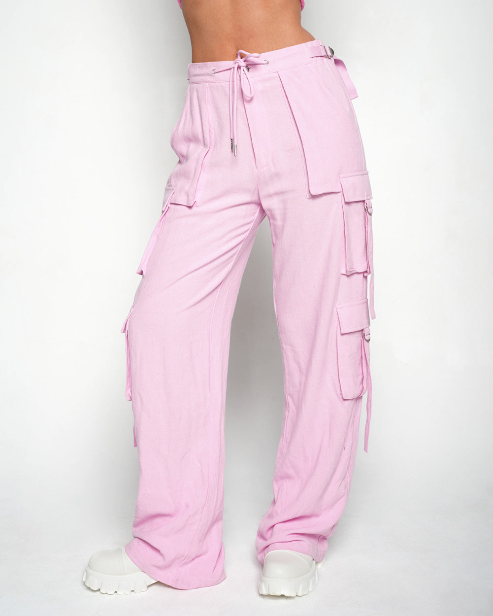 Strawberry Cream Parachute Pants-Baby Pink-Regular-Front--Sarah2---S