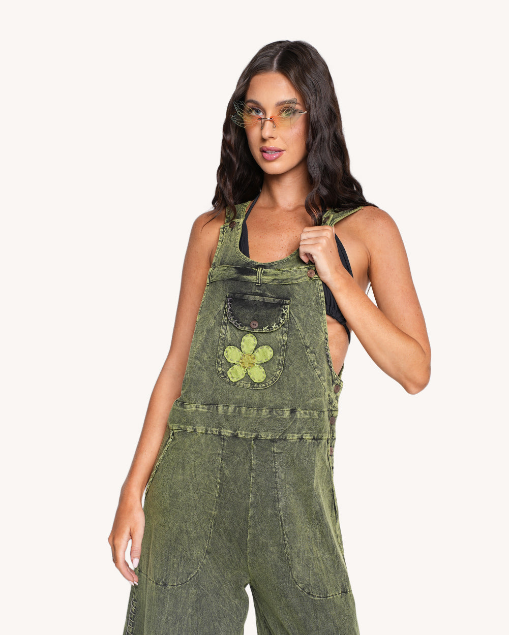 Sunflower State of Mind Overalls - Green - Image 35864786010295