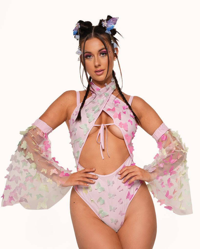 Sweet Serenity Butterfly Bodysuit Set-Baby Pink-Regular-Front--Sarah2---S