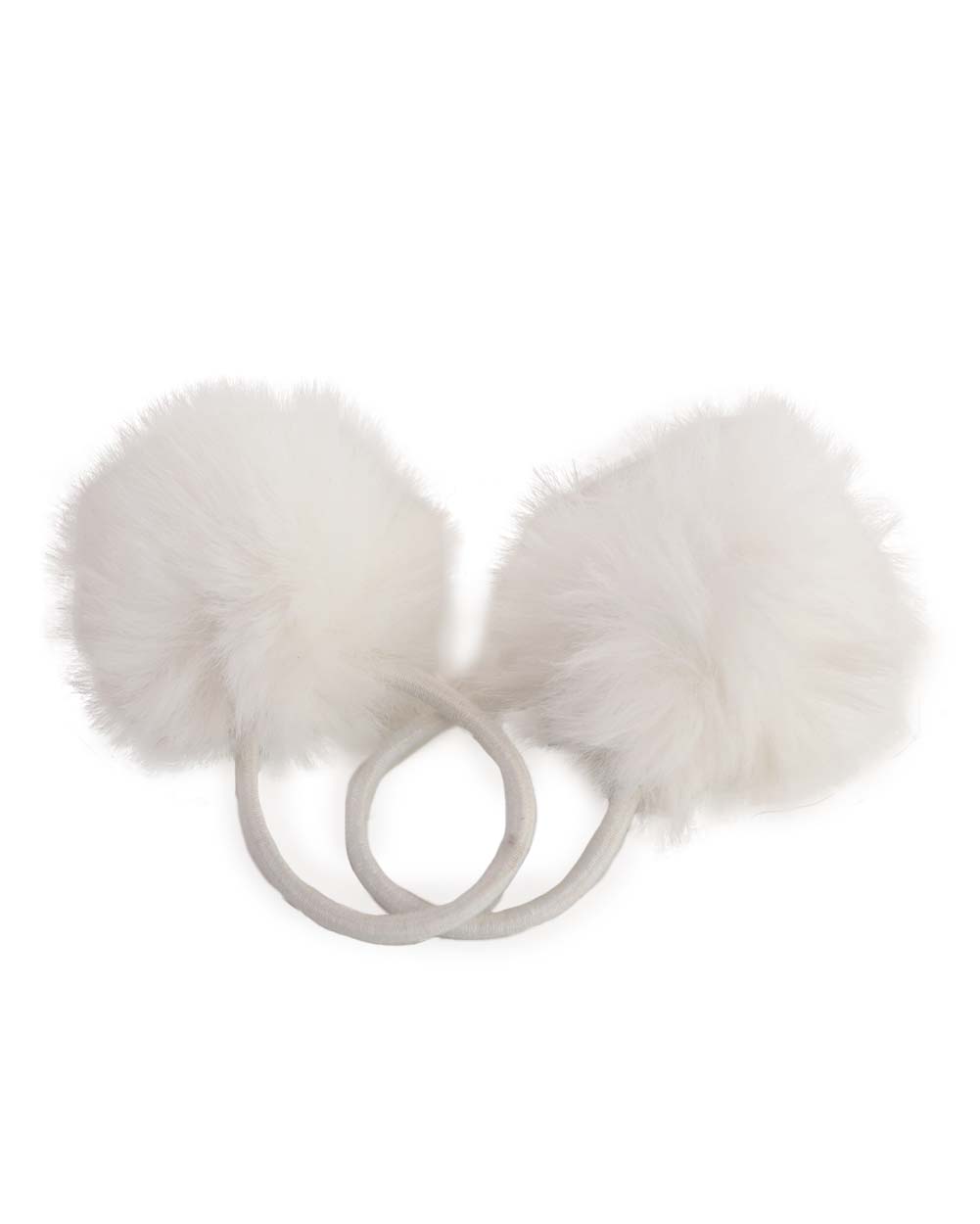 Sweet Talk Furry Hair Ties-White-Regular-Full--Model---S