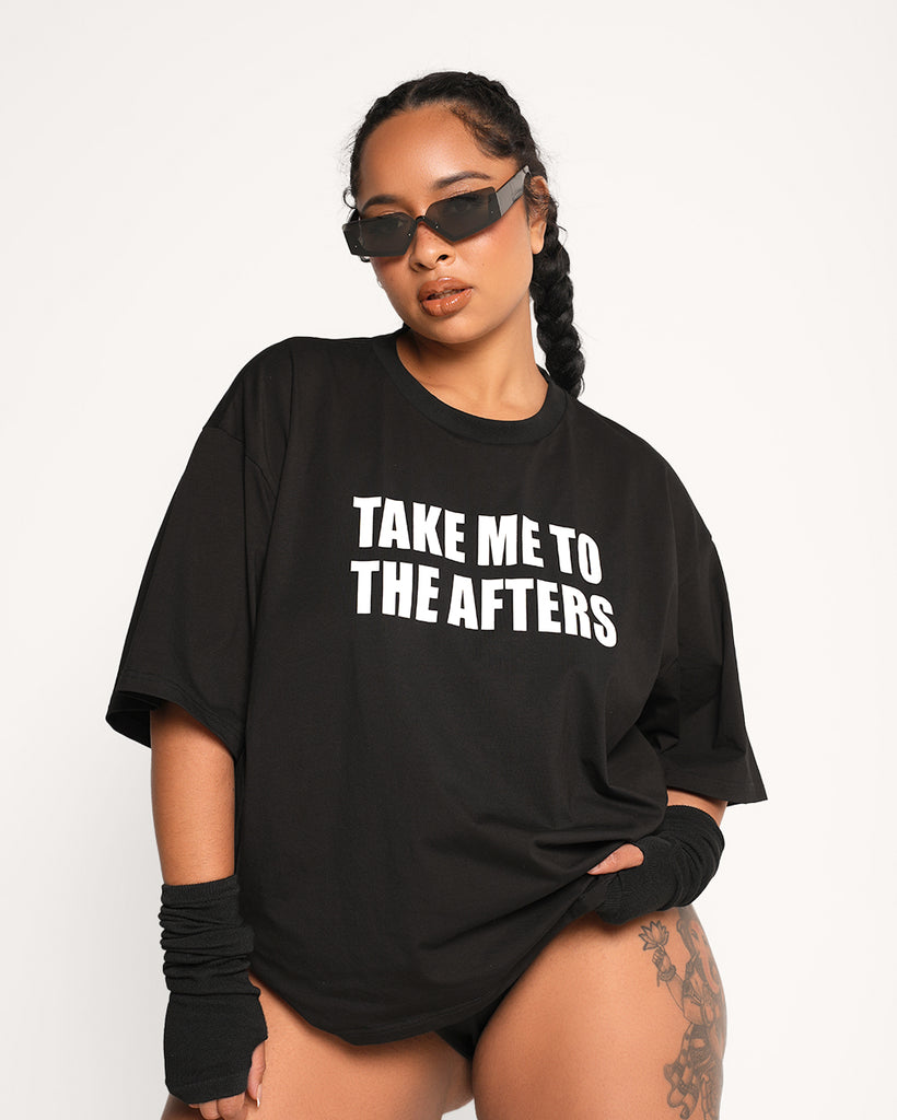 Take Me to the Afters Oversized Tee-Black/White-Curve1-Front--Cassie---1X