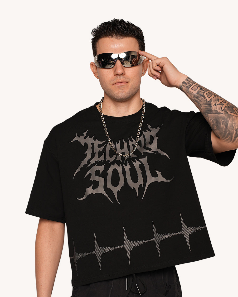 Techno Soul Graphic Oversized Tee-Men