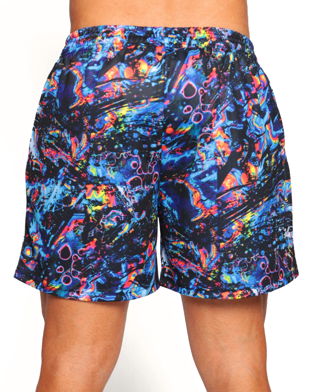 The Other Side Men's Shorts-Black/Blue/Neon Green-Regular-Back--Raine---L