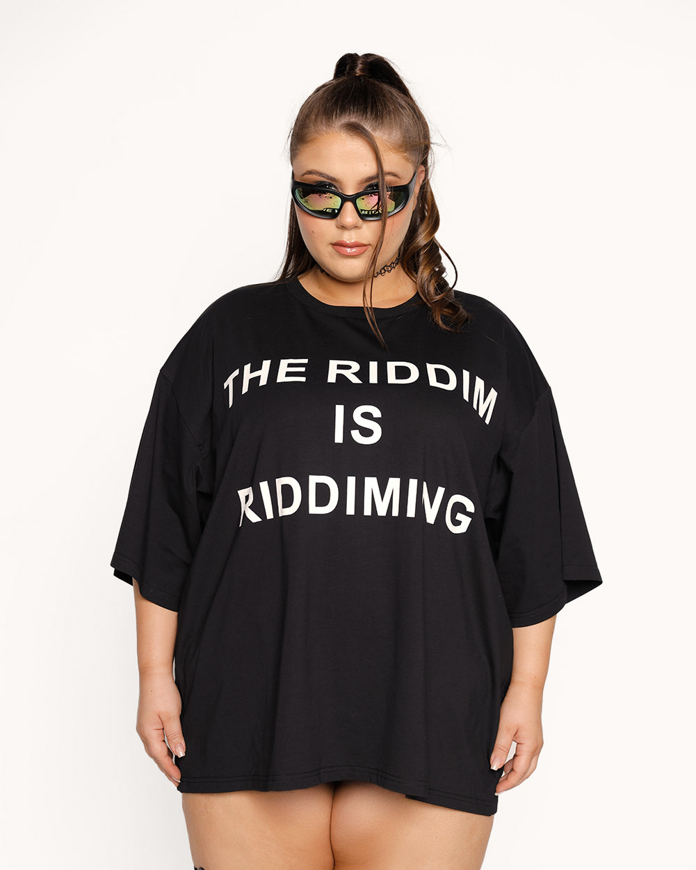 The Riddim is Riddiming Tee-Black/White-Curve1-Front--Milani---2XL