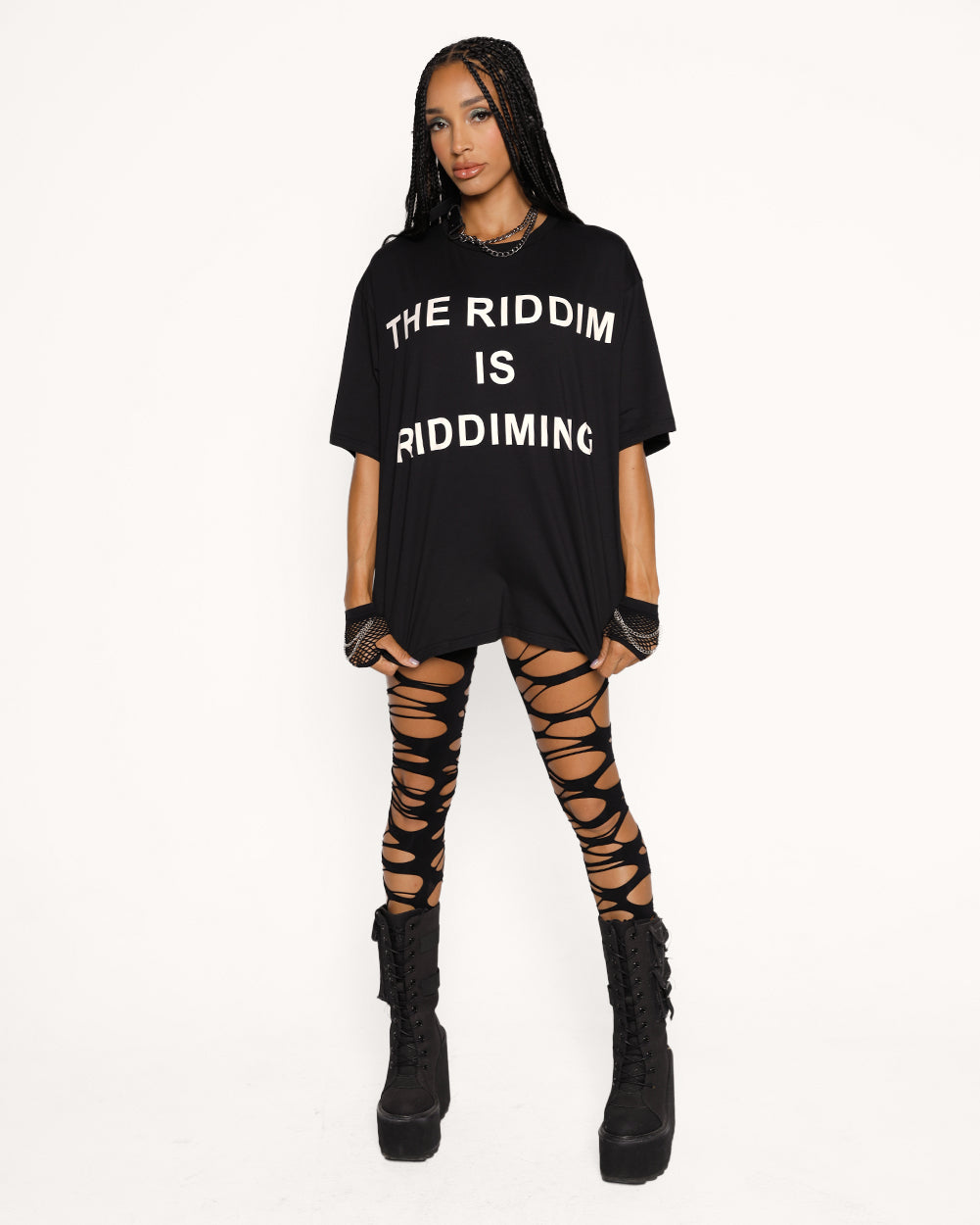 The Riddim is Riddiming Tee-Black/White-Regular-Full--Courtney---S