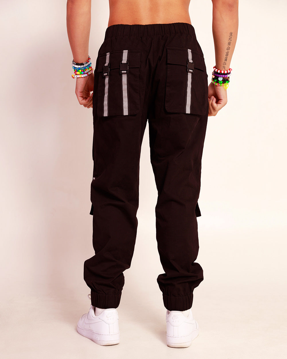 Thunder Flash Reflective Cargo Pants-Black-Back--Raine