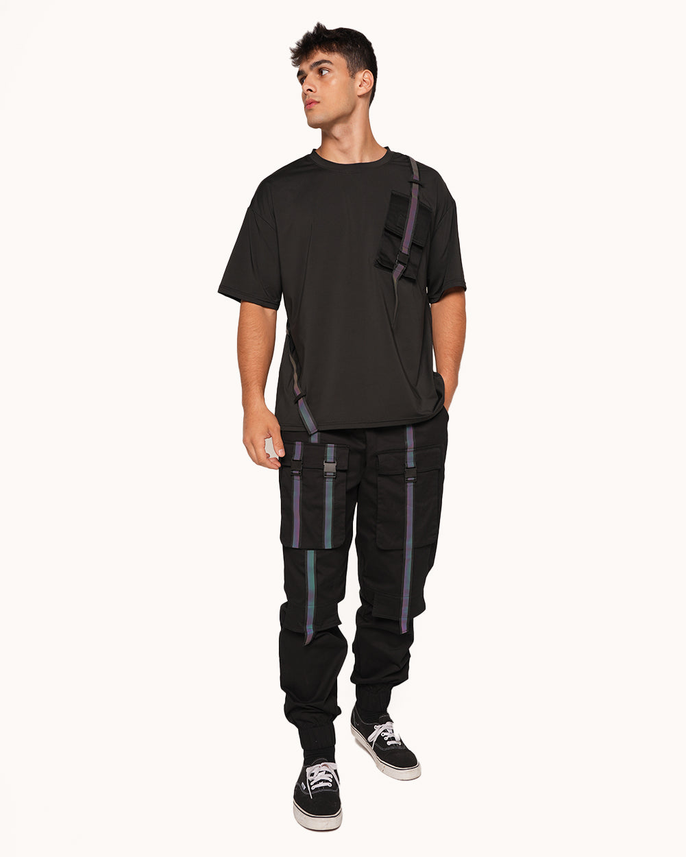 Thunder Flash Rainbow Reflective Cargo pants-Black/Rainbow-Full--Jacob---L