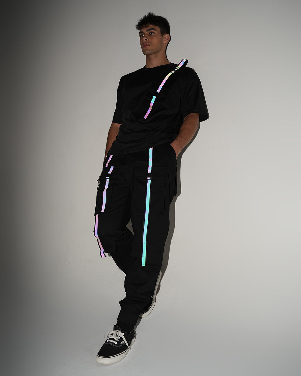 Thunder Flash Rainbow Reflective Cargo pants-Black/Rainbow-Reflective--Jacob---L