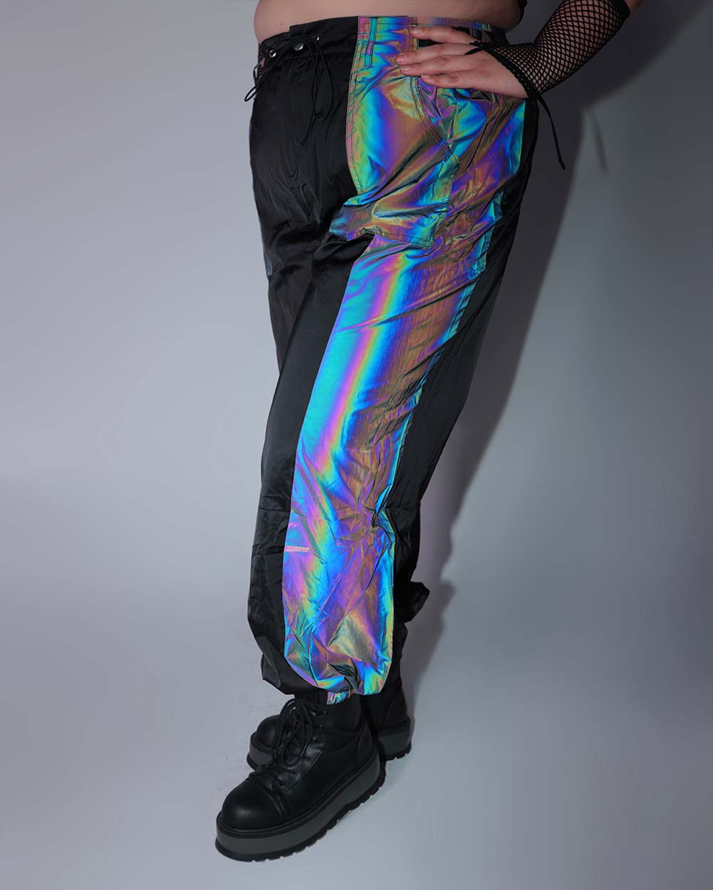 Time 2 Get Lit Rainbow Reflective Cargo Joggers-Black/Rainbow-Curve1-Reflective--Jasmin---1X