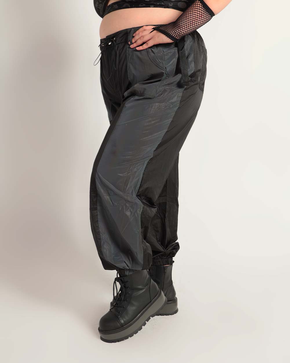 Time 2 Get Lit Rainbow Reflective Cargo Joggers-Black/Rainbow-Curve1-Side--Jasmin---1X