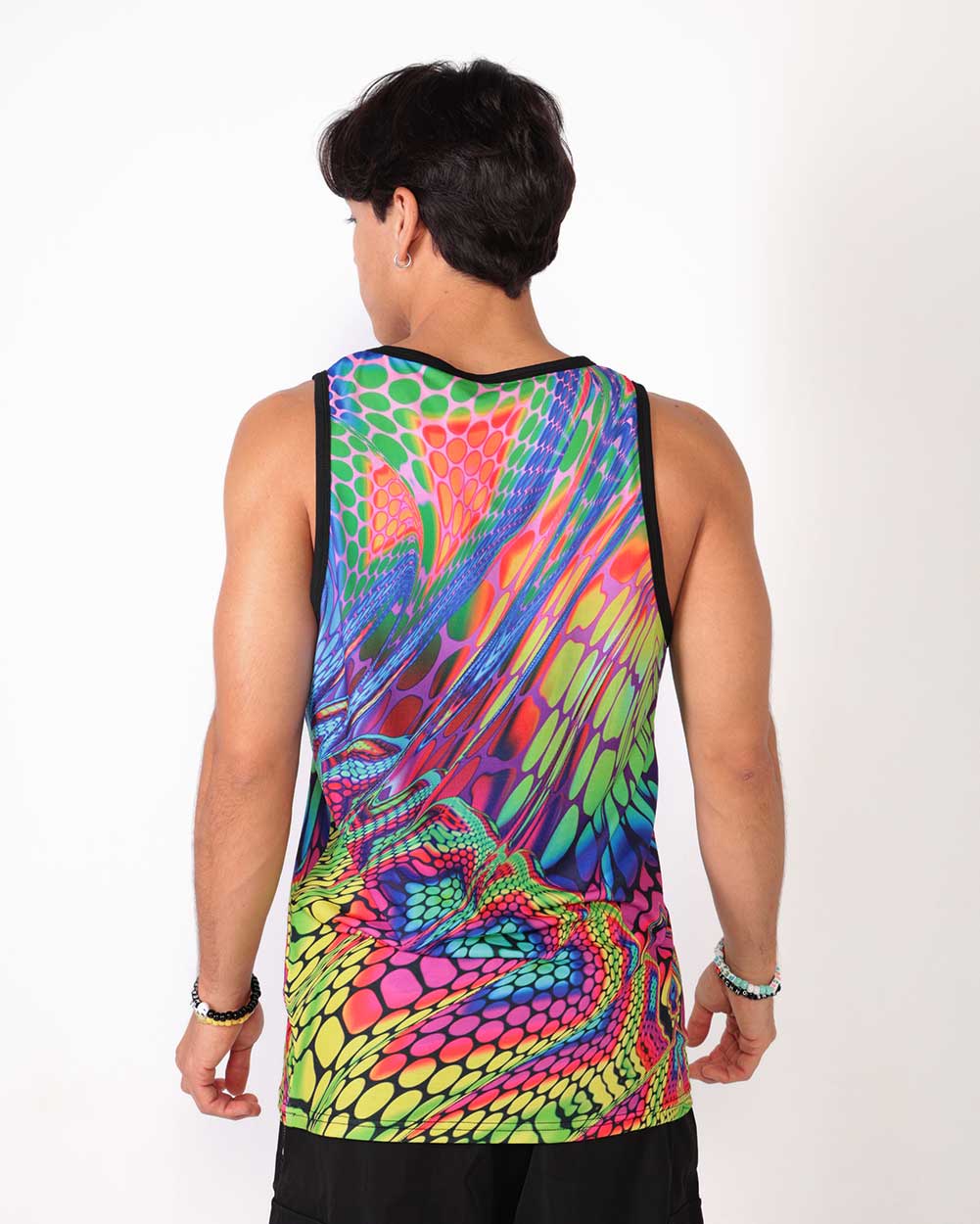 Viper Vision Men's Tank-Neon Blue/Neon Pink/Yellow-Regular-Back--Milo---L