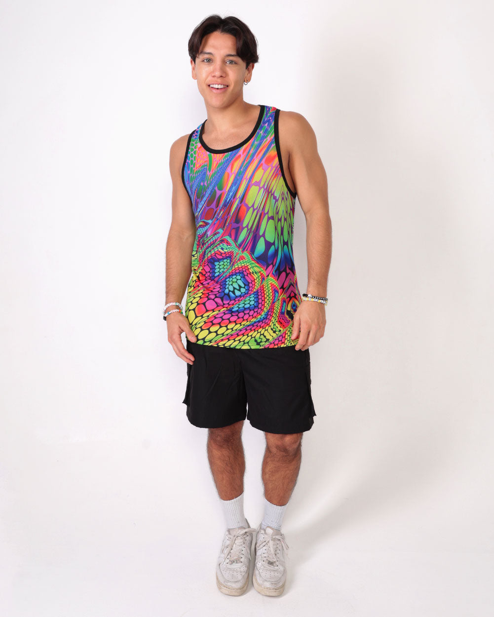 Viper Vision Men's Tank-Neon Blue/Neon Pink/Yellow-Regular-Full--Milo---L