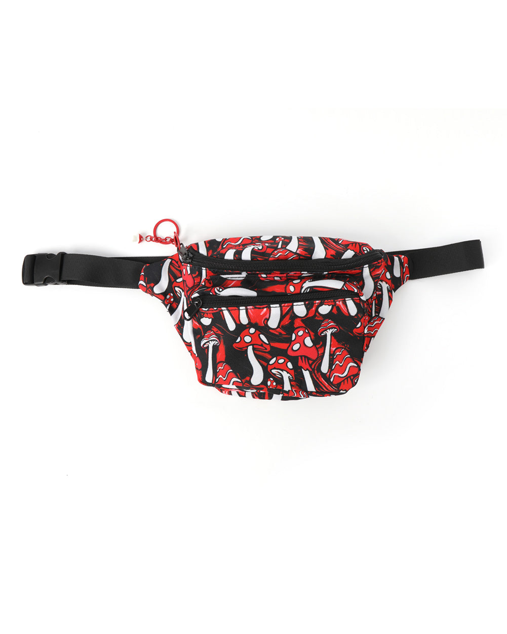 Mushroom Paradise UV Reactive Fanny Pack-Black/Red/White-Mock