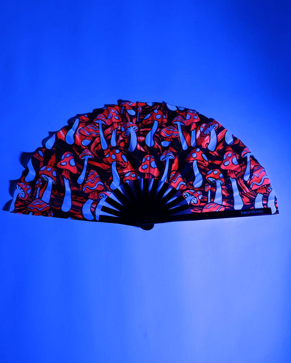 Mushroom Paradise UV Reactive Hand Fan-Red/White-UV