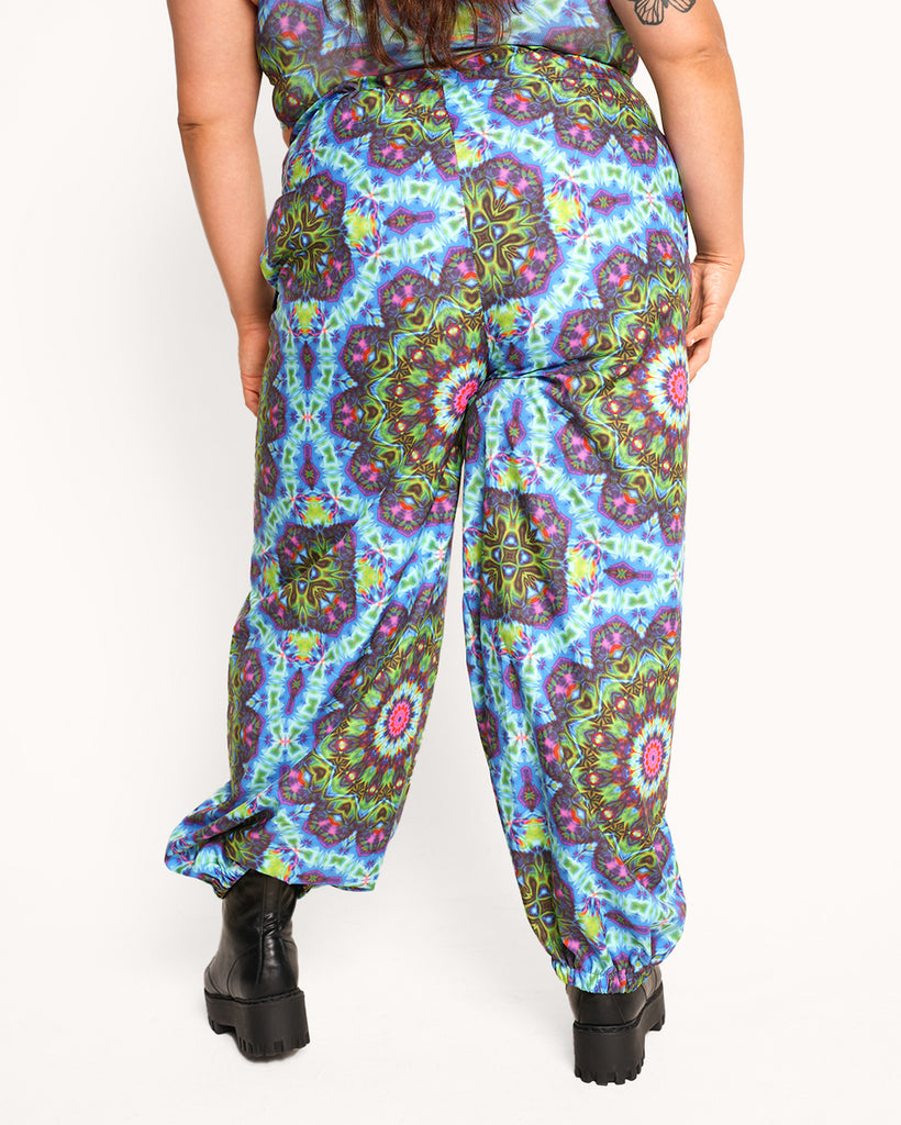 Twilight Trance Harem Pants-Blue/Green/Pink-Curve1-Back--Daniella---1X