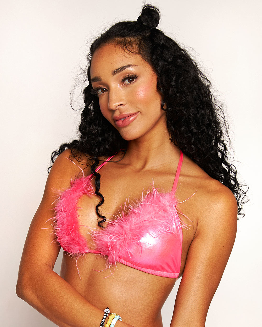 Twinkleberry Whimsy Marabou Bra Top-Pink-Regular-Side--Courtney---S