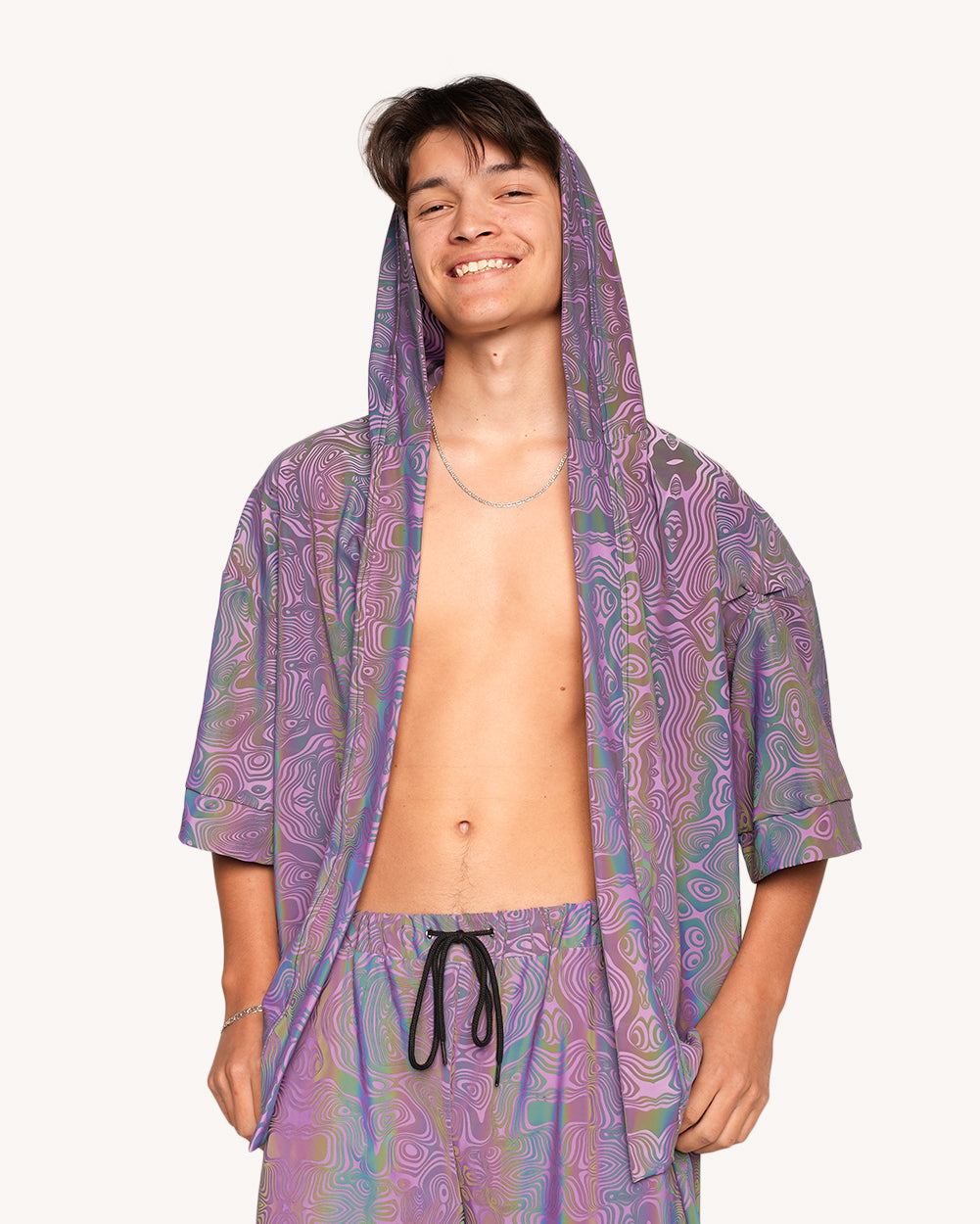 Twisted Reality Purple Rainbow Reflective Robe-Men
