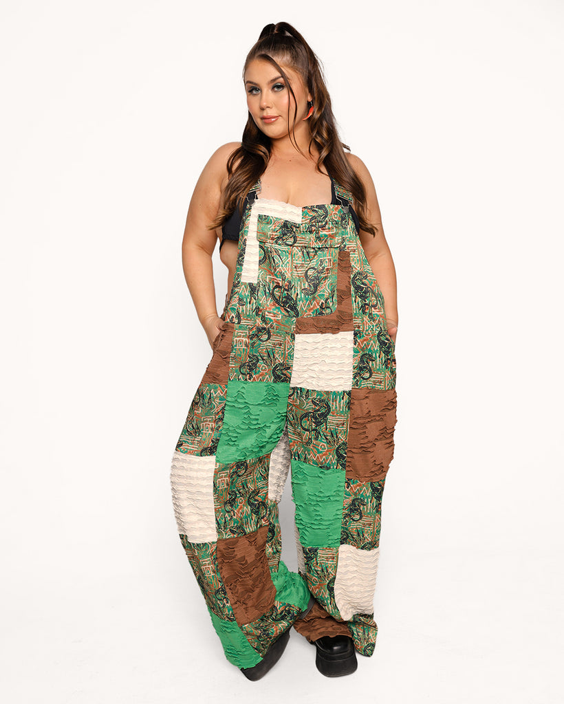 Unearth the Beat Overalls-Black/Brown/Green-Curve1-Front--Milani---2XL